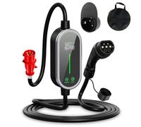Chargeur EV Type 2 à Prise CEE 3 Phases 22KW Courant réglable 8-32A câble de Chargement Type 2 avec Affichage LED Sac de temporisation Protection Anti-brûlure arrêt Automatique de l'alimentation,5m
