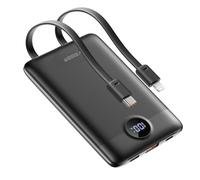 Chargeur Externe 10000mAh USB 22.5W Câbles USB C 20W et Lightning 20W Noir