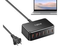 Chargeur Fast 120W - Brique DE Charge USB C, Alimentation Portable, tournante à 6 Ports pour Smartphones, tablettes, caméras | Adaptateur Multi-appareils compacts pour Les photographes, Les étu