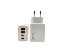Chargeur GaN 120 W, Charge Rapide à Quatre Ports 2 × USB-C + 2 × USB-A, protocole PD3.0/QC4.0, Charge Rapide Multi-appareils pour Ordinateurs Portables et téléphones Portables