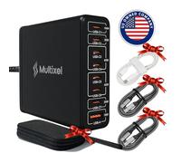 Chargeur GaN 240 W 8 ports avec étui de voyage, hub de charge USB C, station de charge multi-USB C pour MacBook Pro/Air/iPad Pro/iPhone/Samsung Galaxy Note