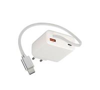 imoshion Chargeur GaN avec câble USB-C rétractable 65W - USB-A + USB-C - Blanc