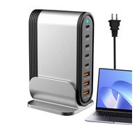 Chargeur Gan, bloc de charge de type C, chargeur Gan PD 200 W, bloc de chargeur rapide à 8 ports, chargeur Gan avec support en alliage d'aluminium 5C3A, chargeur USB C/USB A PD, charge haute