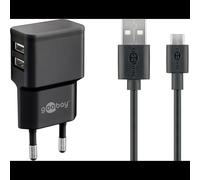 Chargeur Goobay 44984 secteur universel 2 ports USB avec câble micro-USB 1m noir pour mobiles et tablettes