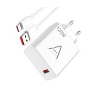 Chargeur Hypercharge Mi Turbo Charge 120 W MAX, V2 avec câble USB C 6A, TPE, VCU, pour Xiaomi, Redmi Note, Mi, Poco, Samsumg, OPPO, Huawei, compatible avec iPhone 15/14/13/12 XR.