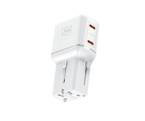 Chargeur Incharge Globe 2x USB-C 45W GaN Prises Universelles Blanc