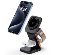 Chargeur Induction 3 en 1 for iPhone chargeurs à Induction pour téléphones Portables Compatible avec Apple Watch iPhone airpods Series Travel Wireless Charger Stand, Foldable Magnetic Inductive