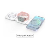 Chargeur induction 3 en 1 Pliable Compatible MagSafe 15W Garanti à vie Blanc avec câble type-C Force Power