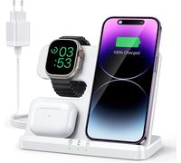 Chargeur Induction 3 En 1 Pour Iphone 15 14 13 12 11 Pro Max/Xr/8/Samsung, Station De Charge Pour Apple Watch 9/Ultra 2/Se/8/7/6/5/4, Base Chargeur Pour Airpods Pro/3/2 (Noir)