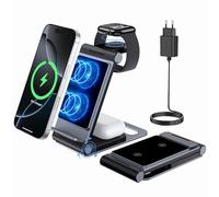 Chargeur Induction 3 en 1 pour iPhone 16/15/14/13/12/11Pro/Max/XS/XR/X/8 Pliable Chargeur Rapide sans Fil pour iWatch 10/9/8/Ultra 2/7/6/SE/5/4/3/2, Station de Charge pour AirPods 2/3Pro