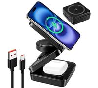 Chargeur Induction 3 en 1 pour iPhone 17-11 Pro Max,Chargeur sans Fil pour Apple Watch, Charging Station sans Fil pour AirPods 2/3/Pro,Chargeur Rapide Pliable(Noir)