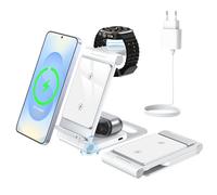 Chargeur Induction 3 en 1 pour Samsung S25 FE Ultra Plus S24 S23 S22 Z Flip Z Fold 7 6 5 4 3 Pliable Rapide Sans Fil pour Galaxy Watch 8/Classic/Ultra/7/6/5/Pro/4/3, Station de Charge pour Galaxy Buds