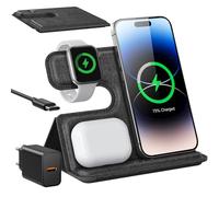 Chargeur Induction 3 en 1 Qi 18W Chargeur sans Fil pour iPhone 15/14/13/12/Pro/Max/Plus [2024 Dernier] Station de Charge Rapide pour Samsung S24/S23/S22/S21/S20, iWatch 2-9/AirPods,avec 18W Adaptateur