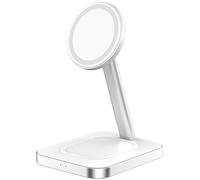 Chargeur Induction 2 En 1 Stand Compatible Magsafe 15w Garanti À Vie Blanc Avec Chargeur Force Power