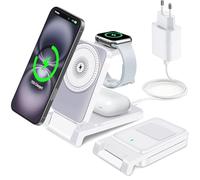 Chargeur Induction 3 en 1, Station De Charge Magnétique for iPhone 17 16 15 14 13 12 Pro/Max/Plus,18W Chargeur sans Fil Rapide Pliable for Apple Watch 9 8 Se 7 6 5 4 3 2,for AirPods 2/3/Pro