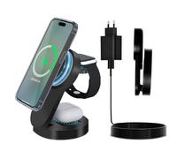 Chargeur Induction 3 en 1, Wireless Charger, Station de Charge Compatible avec Apple Watch 2 3 4 5 6 7 8 9 10 SE und iPhone 16 15 14 13 12 Pro Max XR XS, Chargeur sans FI avec 15W Adaptateur Rapide