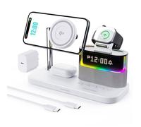 Chargeur Induction,5 en 1 Station de Charge avec Horloge,Veilleuse,Chargeur Sans fil Pour iPhone Airpods Apple Watch,33W Adapteur