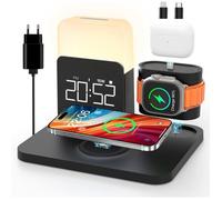 Chargeur induction 7-en-1 iPhone/Apple Watch/AirPods+station Samsung lampe de chevet tactile réveil charge sans fil iPhone 13-17