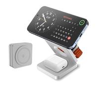 Chargeur Induction Apple 3 en 1 Mag Safe Wireless Charger Station Charge de Voyage sans Fil pour iPhone 16/15 Pro Max/14 Plus/13/12, Samsung Galaxy S25/S24, Apple Watch 10/9/8/7/SE2,Airpods,etc