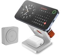 Chargeur Induction Apple 3 En 1 Mag Safe Wireless Charger Station Charge De Voyage Sans Fil Pour Iphone 16/15 Pro Max/14 Plus/13/12, Samsung Galaxy S25/S24, Apple Watch 10/9/8/7/Se[Cha8222306]