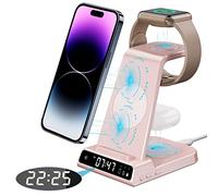 Chargeur Induction avec Horloge Numérique, Station de Charge A pple pour i Phone 14 13 Pro Max, Chargeur sans Fil Wireless Charger, Chargeur iPhone et A pple Watch pour iWatch 8 7 SE 6 5 Airp ods Pro