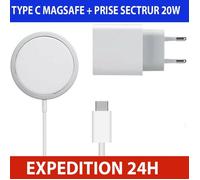 Chargeur induction - Compatible MagSafe - iPhone 14/13/12/11 - Charge rapide - USB-C - Blanc