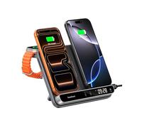 Chargeur Induction Double pour iPhone 17/Air/16/15/14/13/12, Station de Charge Inductive pour Apple Watch 11/10/9/8/7/Ultra 3/SE 3 & AirPods 4/Pro 3, Chargeur sans Fil pour 2 iPhone, SwanScout 710A