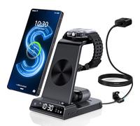 Chargeur Induction Fil pour Samsung Galaxy S25 Ultra, Chargeur sans Fil avec Horloge numérique pour Samsung Galaxy Watch 8/7/ultra/6/5, Wireless Charger pour Fold 7/Galaxy S24, Z Flip 4, Active 2