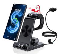 Chargeur Induction Fil pour Samsung Galaxy S25 Ultra, Chargeur sans Fil avec Horloge numérique pour Samsung Galaxy Watch 8/7/ultra/6/5, Wireless Charger pour Fold 7/Galaxy S24, Z Flip 4, Active 2