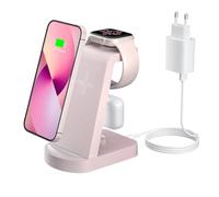 Chargeur Induction,INNISTO Chargeur Rapide Compatible avec iphone 14 13 12 11pro Max/XS/X,Chargeur Apple Watch Ultra 8 7 6 5 4 3 2 SE,Airpods Pro/3/2/1 Rose
