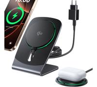 Chargeur Induction Iphone, 15W Certifié Qi2 Chargeur Sans Fil Magnétique, Station De Charge Rapide Mag-Safe Pour Iphone 17 16 15 14 13 12 Pro Max Mini Airpods 4 3 2 (Avec Adaptateur Usb C 20W)