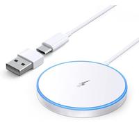 Chargeur Induction iphone, 15W Mag Fil pour iPhone 17 Pro Max/17 Pro/17 Plus/17/16/15/14/13/12 Series, AirPods 4/3/2, magnétique Chargeur Induction Fil à LED avec Deux Ports de charg