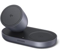 Chargeur Induction iPhone Certifi¿¿ Qi2 15W Chargeur sans Fil Magn¿¿tique 2 en 1 Compatible avec MagSafe iPhone 17 16 15 14 13 12 Pro Max Air Plus AirPods 4 3 AirPods Pro 3 2 1 (Noir)