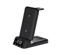 Chargeur Induction Multi-Appareils avec pour réveil Intégré pour Téléphone pour samsung Écouteurs - Station Recharge 15W Compacte(Black)