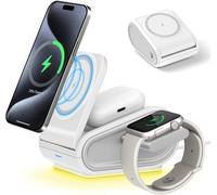 Chargeur Induction Pour Iphone 16/15/14/13/12/Pro/Max/Plus Samsung Xiaomi Google Etc,Station De Chargeur Sans Fil Magnétique Pliable 4 En 1 Pour Iwatch/Airpods 4 3 2 Pro Avec Lampe De Nuit