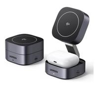 UGREEN MagFlow Qi2 15W Chargeur Induction iPhone 2 en 1 Certifié Compatible avec MagSafe iPhone 16 Plus Pro Max 15 14 13 12 Mini AirPods 4 3 2 Pro Chargeur sans Fil Magnétique Angle Réglable