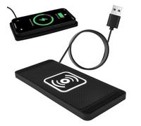 Chargeur Induction Voiture 15W Antidérapant Câble 1M | Chargeur téléphone voiture 15W avec double bobine. Tapis antidérapant en silicone. Compatible iPhone et Samsung. Câble 1M.