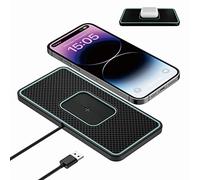 Chargeur Induction Voiture, Polmxs 15W Qi Pad de Chargeur sans Fil Voiture Rapide, Tapis de Chargement de Ultra Fin Compatible avec Airpods 3/Pro,iPhone 16/15/14/13/12/11/X/8, Samsung S24/S23/S22