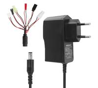 Chargeur Intelligent NIMH/NICD 2.4V-12V, Chargeur Voiture Télécommandée 6.4V 9.6V Carrera & Airsoft, Compatible Batterie RC avec 6 Connecteurs Tamiya, Tamiya Mini, JST, SM 2P, FUTABA, XH