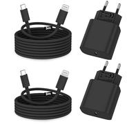 Chargeur iPhone,2Pack Chargeur Rapide de 20W Adaptateur avec 2M&3M [Certifié Apple MFi ] USB-C de données Lightning Cordon de Charge Compatible avec iPhone 14 13 12 11 Pro Max XS XR X,iPad