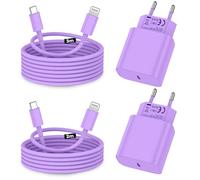 Chargeur iPhone,2Pack Chargeur Rapide de 20W Adaptateur avec 2M&3M [Certifié Apple MFi ] USB-C de données Lightning Cordon de Charge Compatible avec iPhone 14 13 12 11 Pro Max XS XR X,iPad