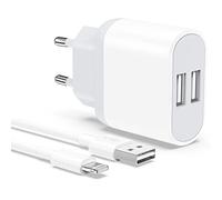 Chargeur iPhone, Prise USB avec Cable 2M pour iPhone 8 7 6 6S Plus XR X XS 11 12 13 14 Pro Max Mini SE 5 5C 5S, iPad, 2-Pack 5V 2.1A Double USB Charger Adaptateur Secteur Mural Alimentation Nisiyama