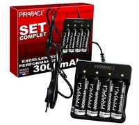 CHARGEUR LAMPE MOD ACCU LED + 4 PILE BATTERIE 3.7V 3000mAh RECHARGEABLE | MARQUE FRANCAISE | ACCU AKKU BATTERY BATTERIE | AVEC TETE NON PLATE | POUR JOUET LAMPE TORCHE LAMPE FRONTALE ETC...