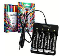 CHARGEUR LAMPE MOD ACCU LED + 4 PILE BATTERIE 3.7V 3000MAH RECHARGEABLE | MARQUE FRANCAISE | ACCU AKKU BATTERY BATTERIE | AVEC TETE NON PLATE | POUR JOUET LAMPE TORCHE LAMPE FRONTALE ETC...