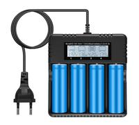 Chargeur LCD pour Piles Rechargeables, Chargeur de Batterie avec 4 Slots Indépendants pour 3.7V 18650/26500/14500/16340/26700, Compatible Piles Li-ION et NiMH AA/AAA, Charge Rapide et Sécurisée