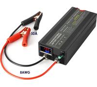 chargeur Lifepo4 12V 50A, intensité réglable 0-50A, mode de charge à trois niveaux, pince 14,6V 50A, fiche UE