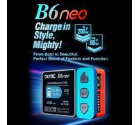 Chargeur LiPo B6 Neo 200W 6S, 70x50x32mm, compact, bleu