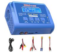 Chargeur LiPo RC, 80W 6A Chargeur Batterie LiPo pour LiPo/Li-ION/Life (1-6 Cellules), NiMH/NiCd (1-15 Cellules), Batterie PB (2-20V) avec Connecteurs XT60/T Plug/Tamiya/EC5/Pinces Crocodiles
