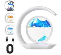 Chargeur Lumaflow Sandscape, 2025 Nouveau Chargeur sans Fil Lumaflow Sandscape 3en1, Verre Rond Liqud Motion 3D Deep Sea Landscape, Station de Charge Rapide Art Decor, pour Bureau, Chevet(Bleu)