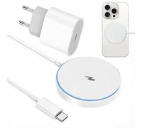 Chargeur Ma-gSafe Induction sans Fil 15W pour i-Phone 16/15/14/13/12 Mini/11, Chargeur sans Fil Rapide avec Adaptateur 20W, Chargeur Magnétique i-Phone 15W - Wireless Charger